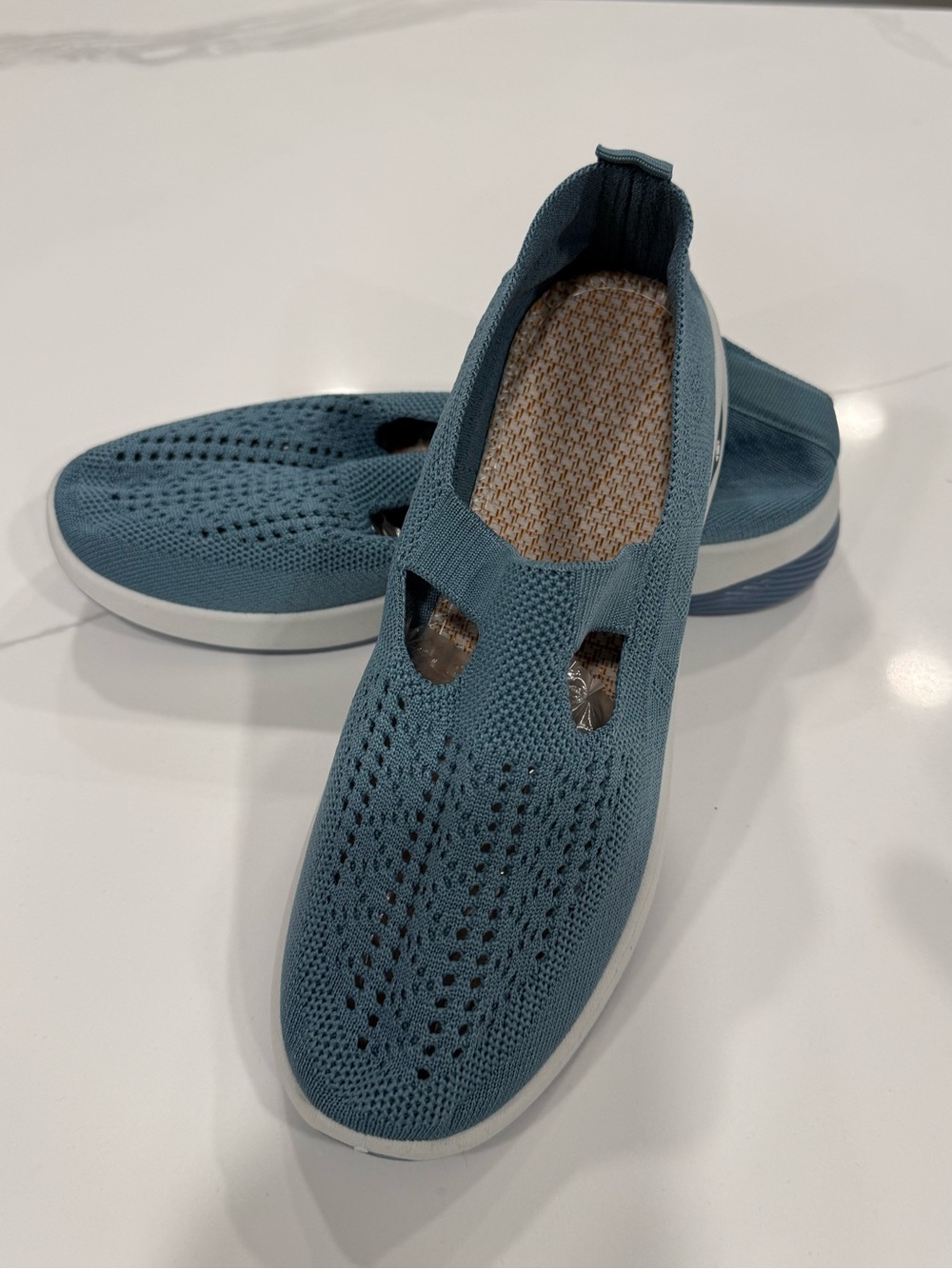 Comfort Knit Slip-On Womens Shoes - Blue 43